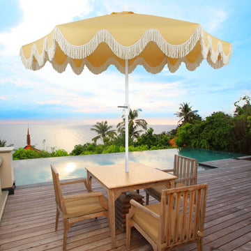 Collins 9 ft. Classic Cottage Tassel Market Patio Umbrella